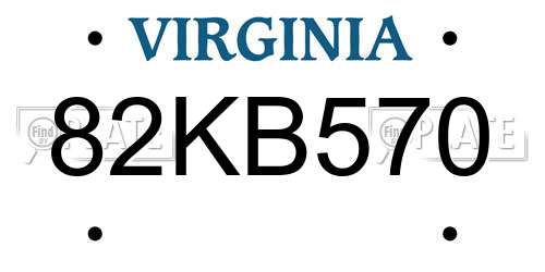 82KB570 Virginia License Plate