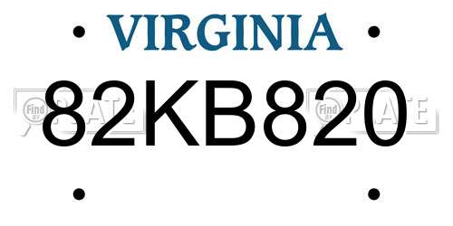 82KB820 Virginia License Plate