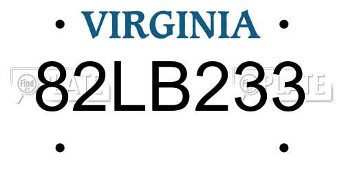 82LB233 Virginia License Plate