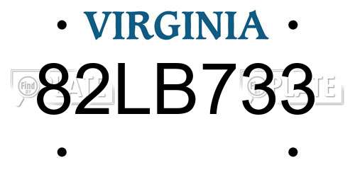 82LB733 Virginia License Plate