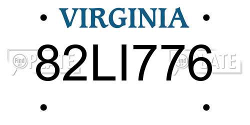 82LI776 Virginia License Plate
