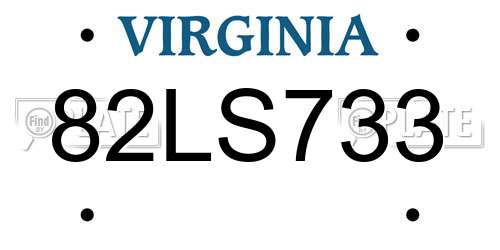 82LS733 Virginia License Plate