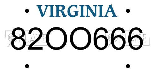 82OO666 Virginia License Plate