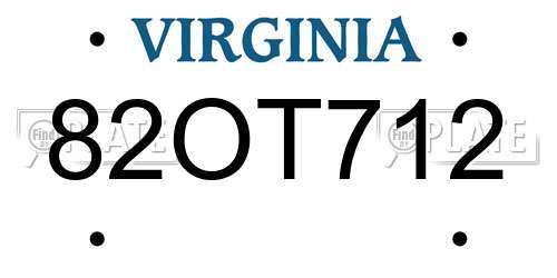 82OT712 Virginia License Plate