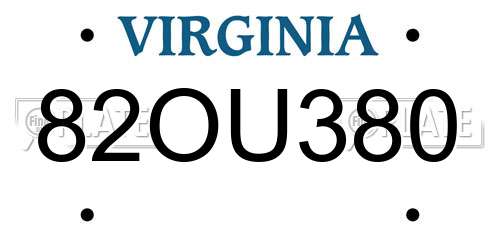 82OU380 Virginia License Plate