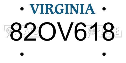 82OV618 Virginia License Plate