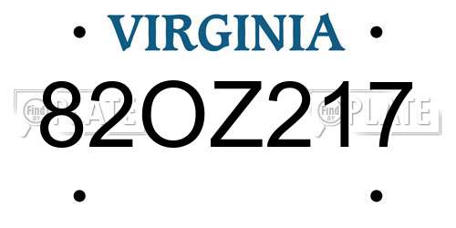 82OZ217 Virginia License Plate
