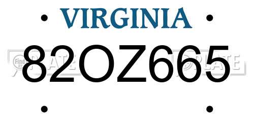 82OZ665 Virginia License Plate