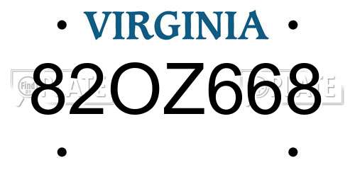 82OZ668 Virginia License Plate