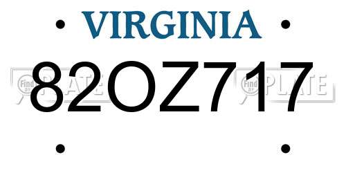 82OZ717 Virginia License Plate