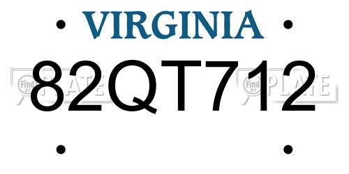 82QT712 Virginia License Plate