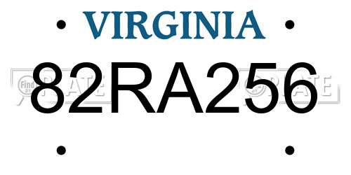 82RA256 Virginia License Plate