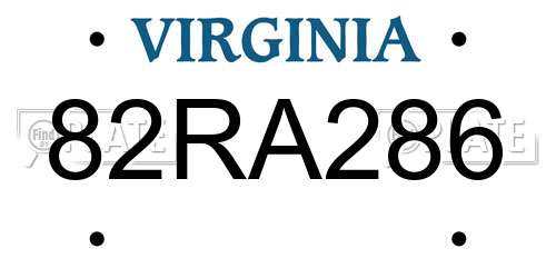 82RA286 Virginia License Plate