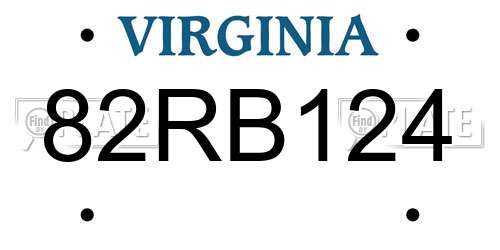 82RB124 Virginia License Plate