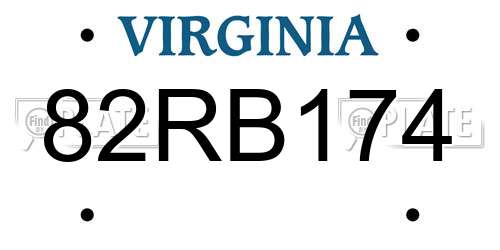 82RB174 Virginia License Plate
