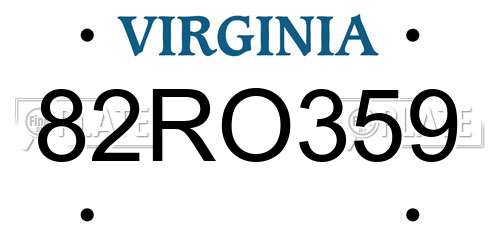 82RO359 Virginia License Plate