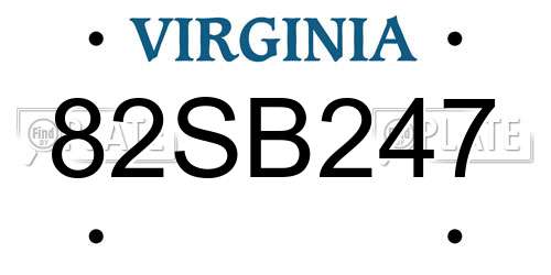 82SB247 Virginia License Plate