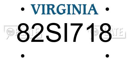 82SI718 Virginia License Plate