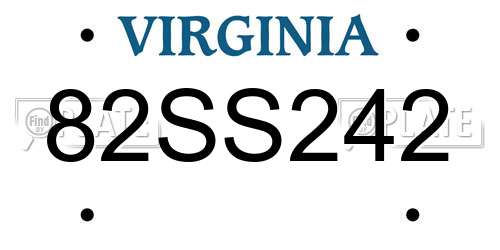 82SS242 Virginia License Plate
