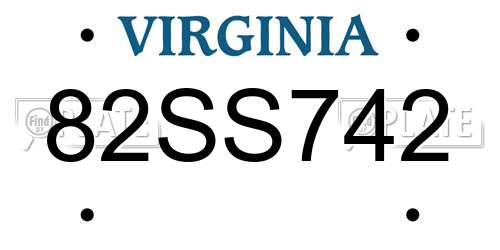 82SS742 Virginia License Plate