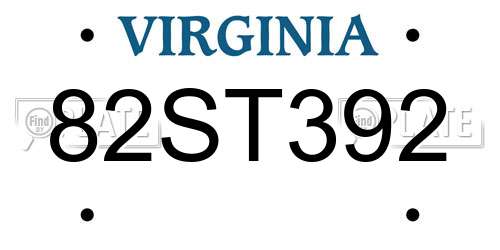 82ST392 Virginia License Plate