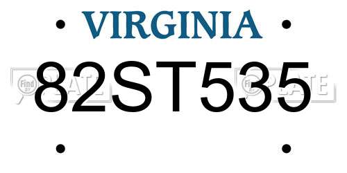 82ST535 Virginia License Plate