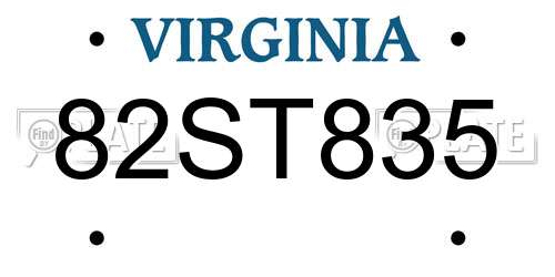 82ST835 Virginia License Plate