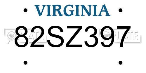 82SZ397 Virginia License Plate
