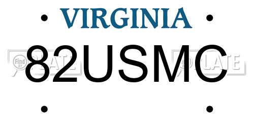 82USMC Virginia License Plate