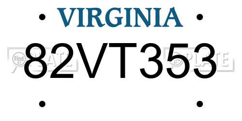 82VT353 Virginia License Plate