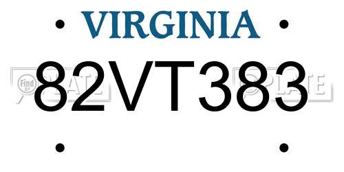 82VT383 Virginia License Plate