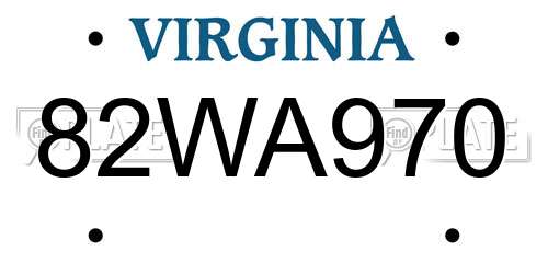 82WA970 Virginia License Plate