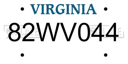 82WV044 Virginia License Plate