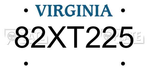 82XT225 Virginia License Plate