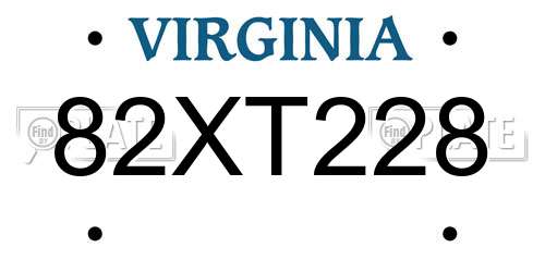 82XT228 Virginia License Plate