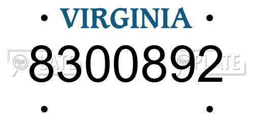 8300892 Virginia License Plate