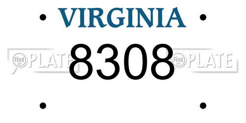 8308 Virginia License Plate
