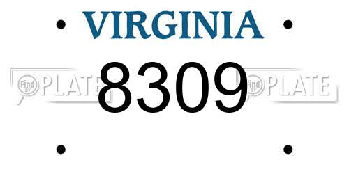 8309 Virginia License Plate