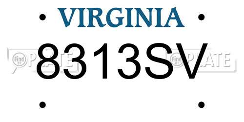 8313SV Virginia License Plate
