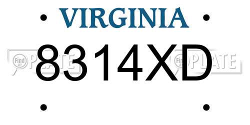 8314XD Virginia License Plate