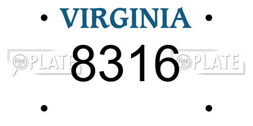 8316 Virginia License Plate