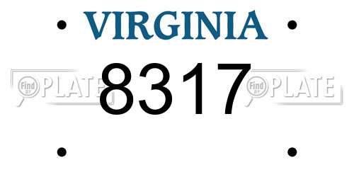 8317 Virginia License Plate
