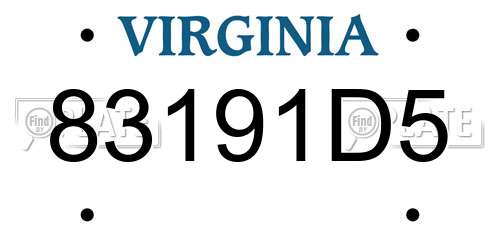 83191D5 Virginia License Plate
