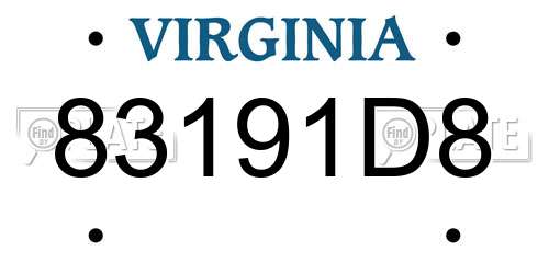 83191D8 Virginia License Plate