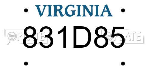 831D85 Virginia License Plate