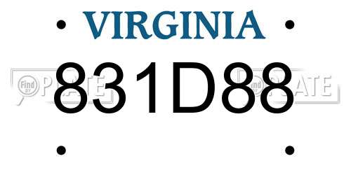 831D88 Virginia License Plate