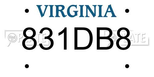 831DB8 Virginia License Plate
