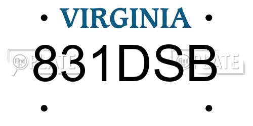 831DSB Virginia License Plate