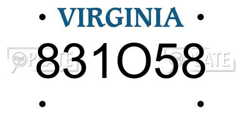 831O58 Virginia License Plate