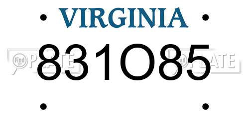 831O85 Virginia License Plate